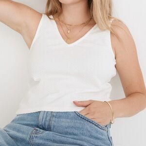 Madewell || jacquard peekaboo crop tank in lighthouse